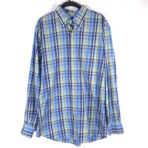 PETER MILLAR‎ Multi Plaid Long Sleeve Button Down Shirt 100% Cotton Size LARGE